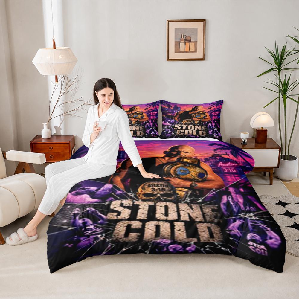 "Samurai Warrior with Fire and Water Art Bedding Set (1 duvet cover, 2 pillowcases, duvet not included)"