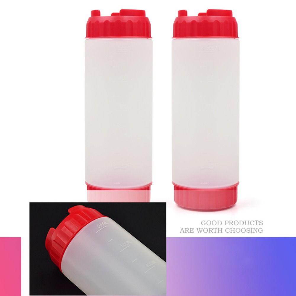 In First Out First Squeeze Sauce Bottle Double Head Salad Dressing Bottle Ketchup Picnic Cooker