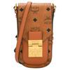 New MCM Patricia Visetos Artificial Leather One Shoulder Chain Crossbody Cell Phone Pouch Mini Women's Cognac MWRASPA04CO001