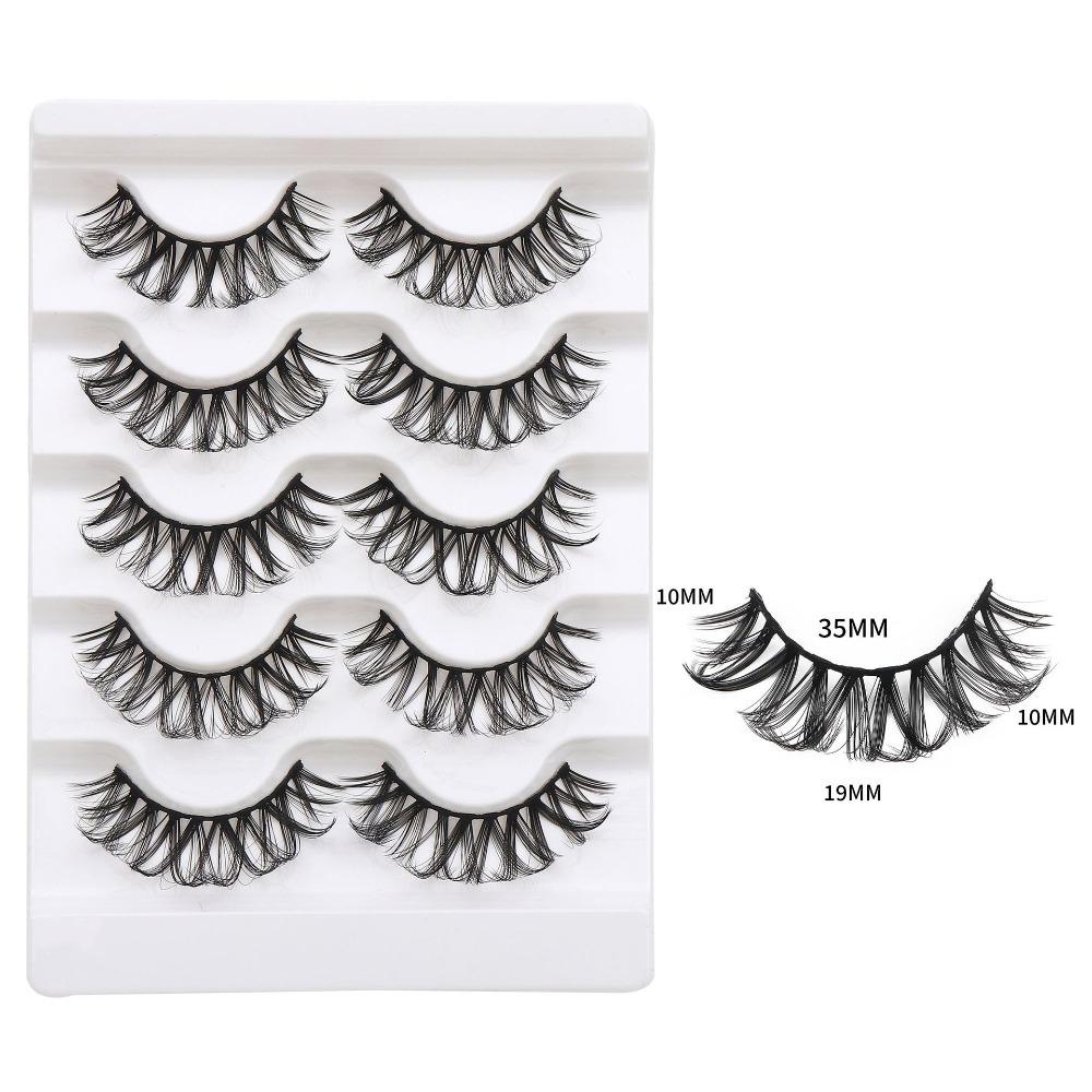 5Pairs Dense Fluffy False Eyelashes Lashes Extension D Curled Eyelashes  Grafting Lashes