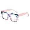 2024 Bunte Muster Großer Rahmen Blaulichtfilter Brille, Europäischer & Amerikanischer Street Style, Gesichtsschlankmachende Brillengestelle
