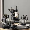 Decorarea casei Figurine cu animale Suporturi pentru vin Artizanat din rasina Statuie Bulldog Suport pentru sticla de vin Masa de birou Raft cu sampanie Decor camera