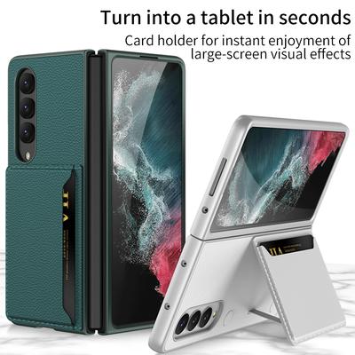 Kožené pouzdro na sloty pro kreditní karty pro Samsung Galaxy Z Fold 4 5g Kryt na telefon Pevný počítač Plná ochrana Peněženka Pouzdro na stojánek na Z Fold 4