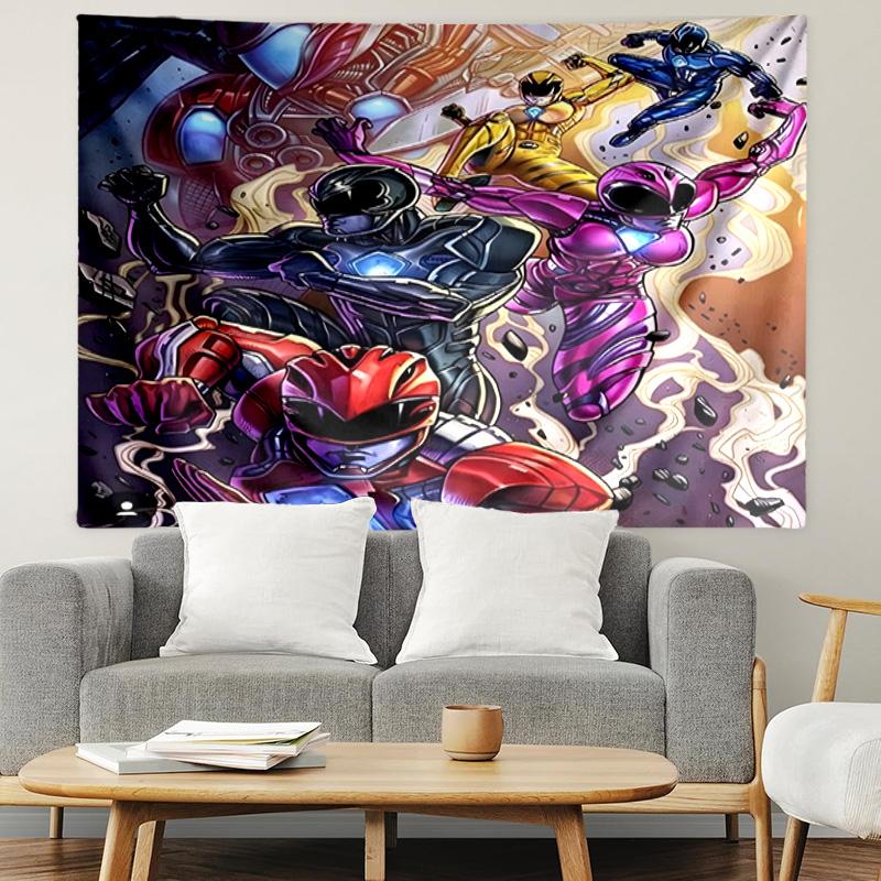Mighty Morphin Power Rangers Print Tapestry, Lightweight Wall Hanging, for Bedroom, Dorm, Living Room, Home Art Decor - Birthday Christmas Gift for Fr