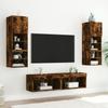 6 Piece Living Room Wall Unit with LED Lighting Smoked Oak Finish Wood Based Material