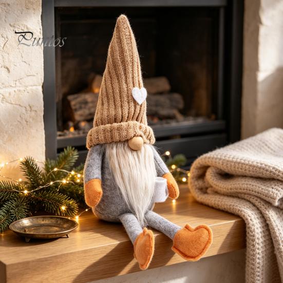 Long Legged Gnome Figurines Christmas Plush Decoration with Legs, Faceless Handmade Fabric Neutral Gifts for Friends Doll Figurines, Sitting Elf Home