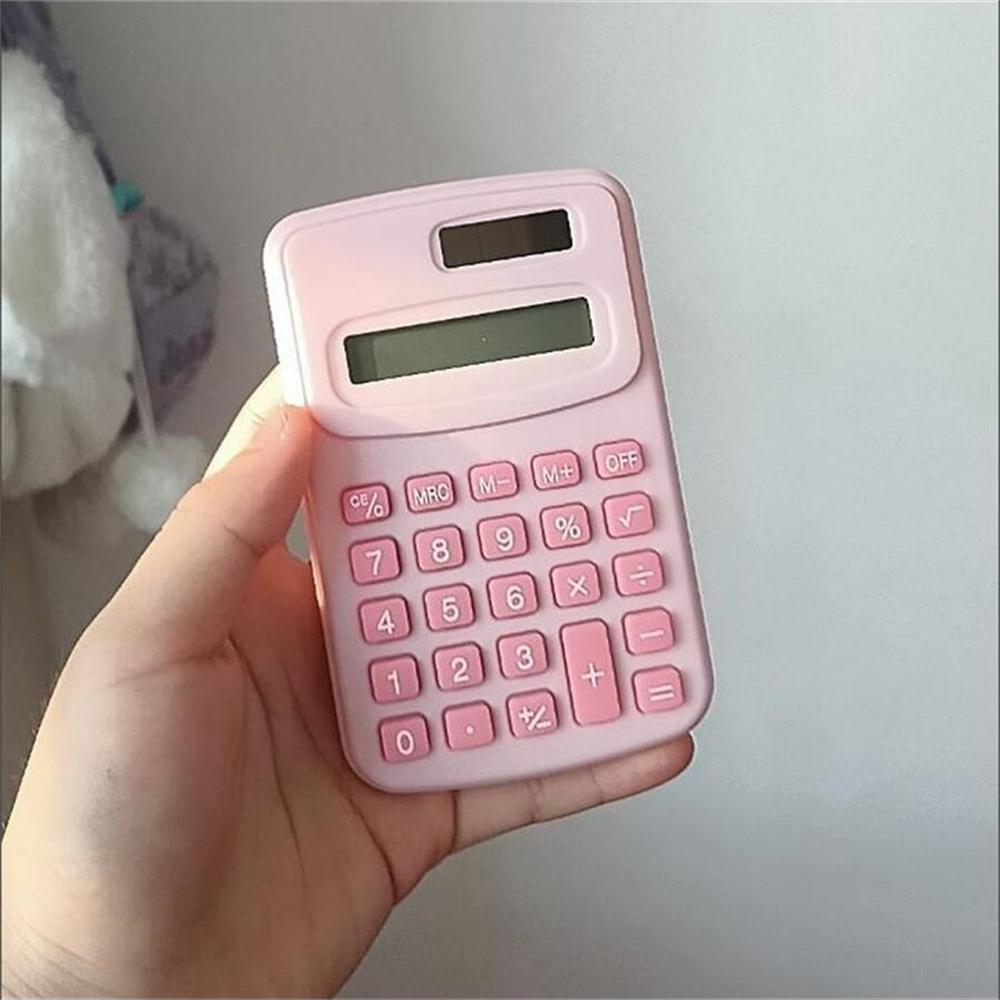 

1Pc Small Solar Calculator Portable Calculator Cute 8 Digits LCD Electronic Home Office Calculator for Primary School Calculator розовый