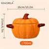 Halloween-Kürbis-Schüssel, ofenfester Keramik-Kürbis-Auflauftopf mit Deckel und Griffen, perfekt für Thanksgiving und Halloween