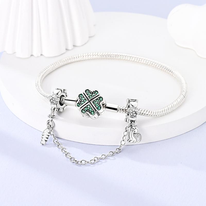 Charms Cute Pet Healing Pink Cat Safety Chain Beads Fit Charms 927 Silver Bracelets for Women Women Jewelry Making Diy