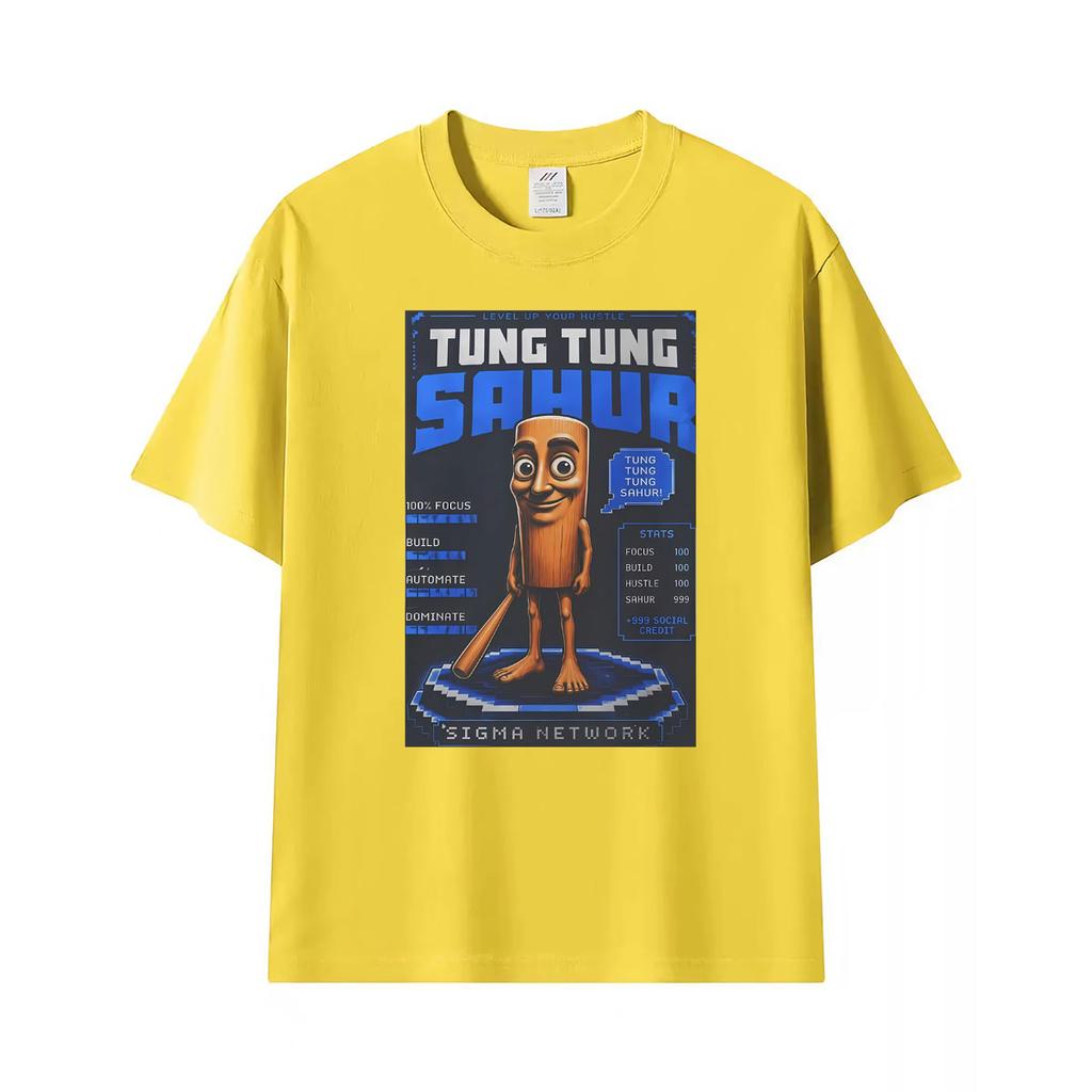 Tung Tung Sahur Lustiges Meme Viral Gehirnfäule Gen Z Humor Grafik T-Shirt Unisex Unisex High Street T-Shirts Vintage 100% Baumwolle T-Shirt