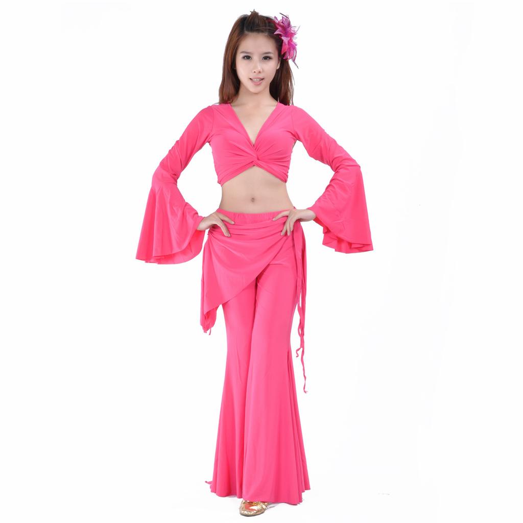 Belly Dance Autumn/Winter Set Crystal Cotton Small Sleeve and Crystal Cotton Waist Skirt Tribal Pants Belly Dance Set
