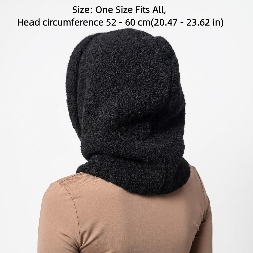 Soft Winter Plush Hat Windproof Balaclava Hats Solid Color Hooded Scarf for Women