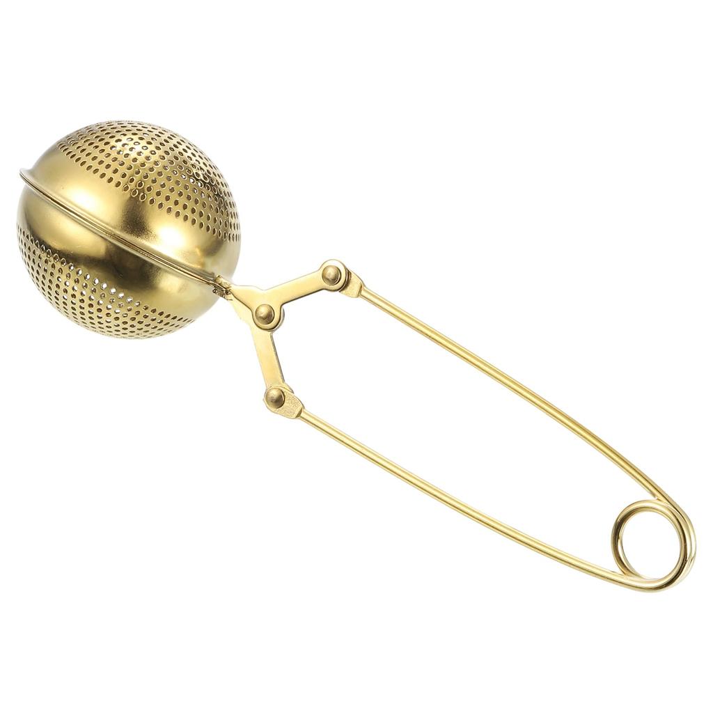 uxcell 1-Piece Ball Snap Tea Ball Infuser with Handle, Loose Tea Steeper, Stainless Steel Tea Strainer for Loose Leaf Tea, Gold