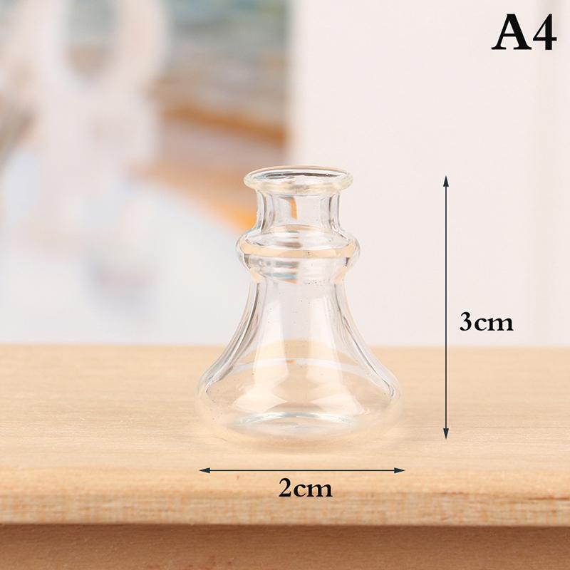 1/12 Scale Miniature Dollhouse Glass Vase Mini Stripe Wishing Glass Bottle Simulation Vase Model for Doll House Accessories Toy