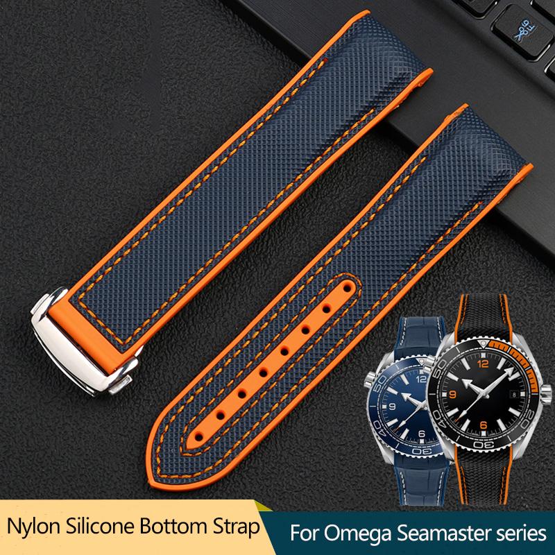 ONE20mm 22mm Černý Modrý Oranžový Látkový Nylonový Gumový Řemínek Na Hodinky Pro Omega Seamaster 300 Ocean Řemínek Spona Nástroje Silikonový ŘemínekMN