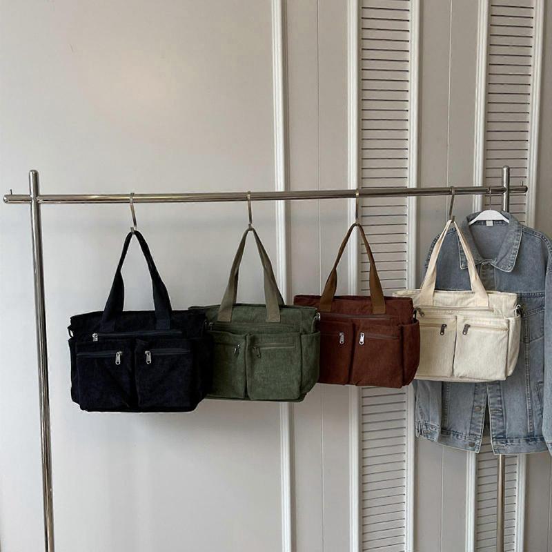 Creative Corduroy Crossbody Bag for Women Shoulder Bags Casual Satchel Purse for Office School and Everyday Use  Green