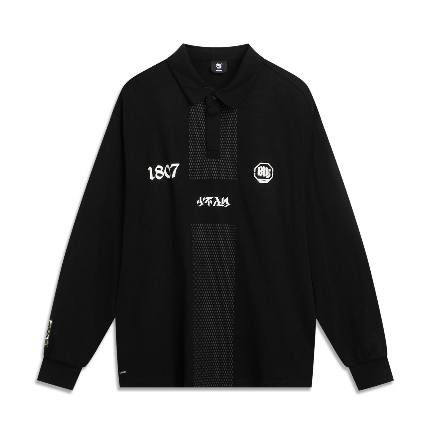 

Li Ning Баскетбольная серия Простая Универсальная Удобная Свободного кроя Рубашка поло с длинным рукавом С принтом букв на спине Мужские топы Черный AHSVE67-2 M