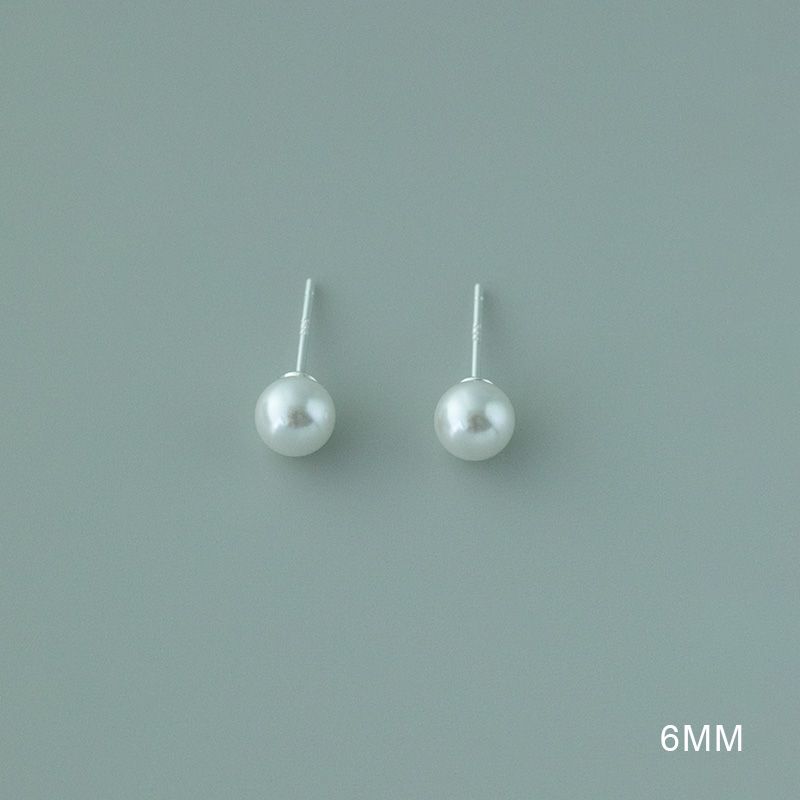 

Maozhe S999 Pure Silver Needle Strong Light Perfect Circle Pearl Stud Earrings 2025 New Arrival Commute Minimalist All-Match Ear Jewelry 999 bright round pearl earrings -6mm