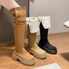 Small over-the-knee boots for women 2025 autumn and winter new temperament French retro fashion thick heel high elastic boots for women