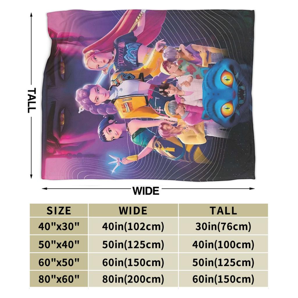 Demon KPop Blanket Soft Funny Plush Throw Blanket For Kids Bedroom Flannel Bedspread Bed Cover