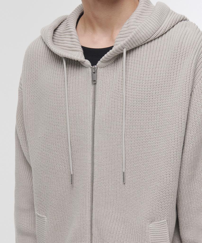 MUSINSA STANDARD Ribbed Knit Hooded Zip-Up [Dusty Cream]