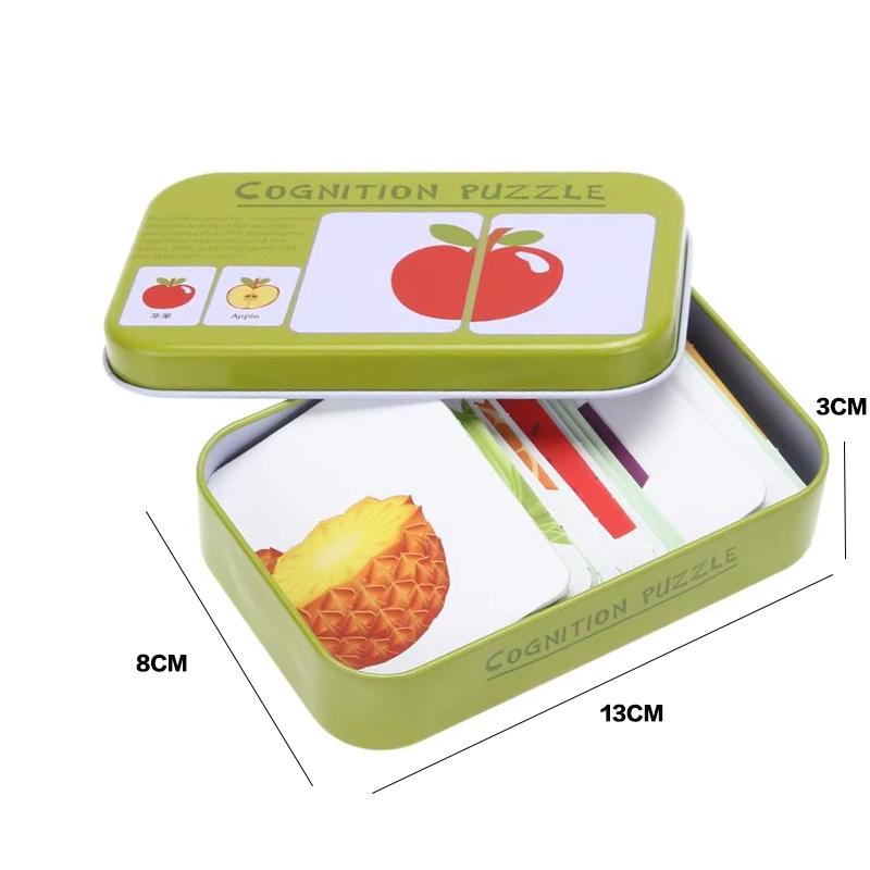 

Детские познавательные головоломки, игрушки для малышей, железная коробка, карты, соответствующие игры, познавательные карты, наборы транспортных средств, фруктов, животных, парные головоломки зелёный