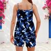Women Plus Size Printed Scoop Neck Strappy Tank Top Shorts Two Piece Set