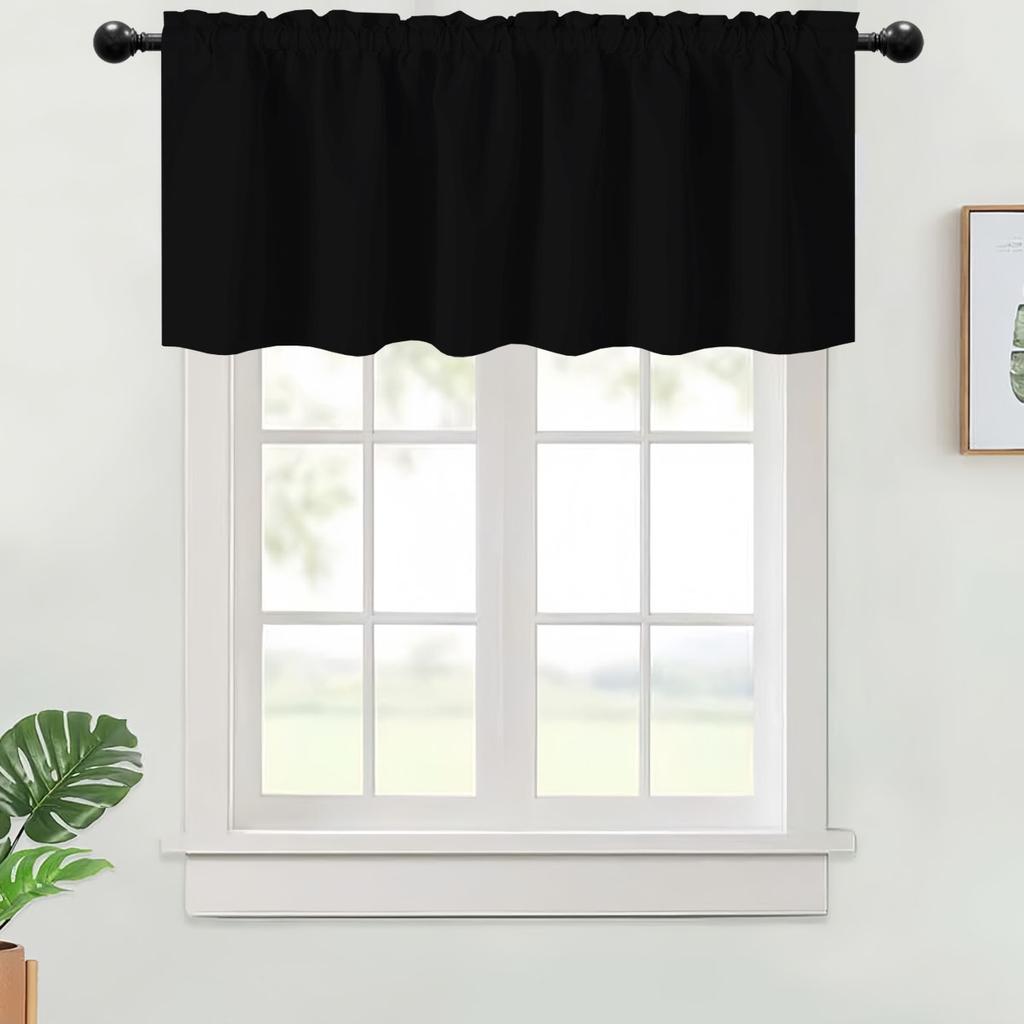 1PC, Valance Curtains Blackout Thermal Insulated Rod Pocket Window Treatment For Kitchen Living Room Bedroom Home Decoration