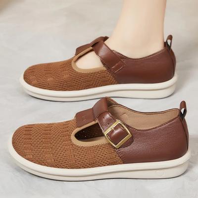 Women's Spring New Casual Versatile Women's Shoes Lightweight and Breathable Single Shoe Buckle Soft Bottom Mom's Shoes