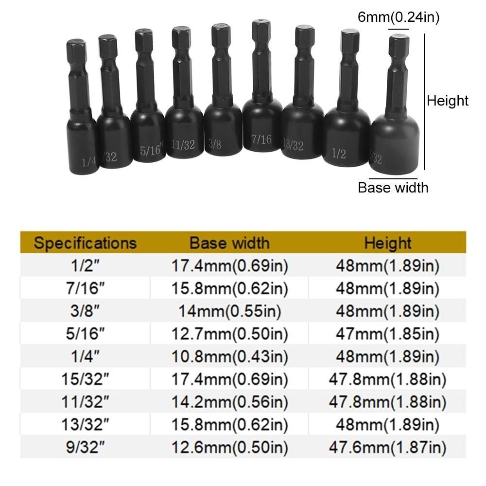 Metric/Inch Magnetic Hex Socket Sleeve High-carbon Steel Socket  Mechanical Maintenance