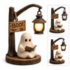 Teplé LED světlo Čtecí figurka ducha Závěsný lucernový LED dekor ducha Halloweenská dekorace