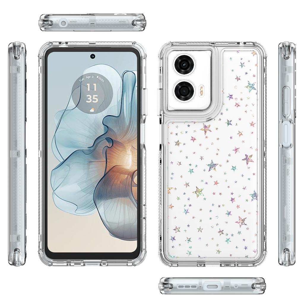 For Motorola Moto G24 Power Case Precise Cutouts Acrylic TPU Clear Phone Cover with Laser-printed Film