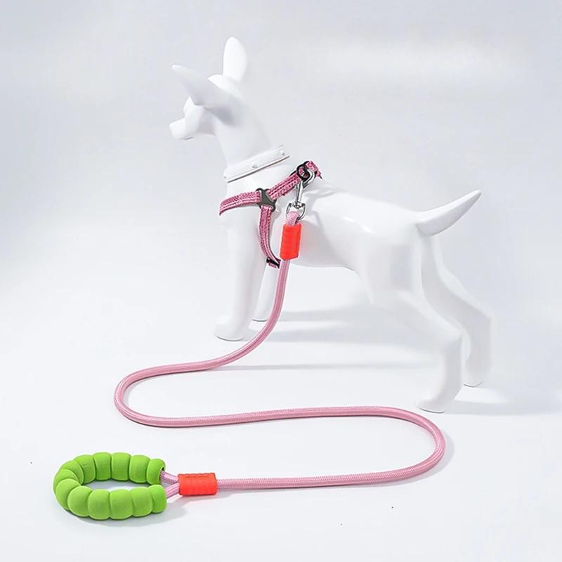 Pet Dog Leash with Dopamine Foam Handle Anti-Slip Reflective Nylon Training Walking Lead for Small Medium Large Dogs Outdoor