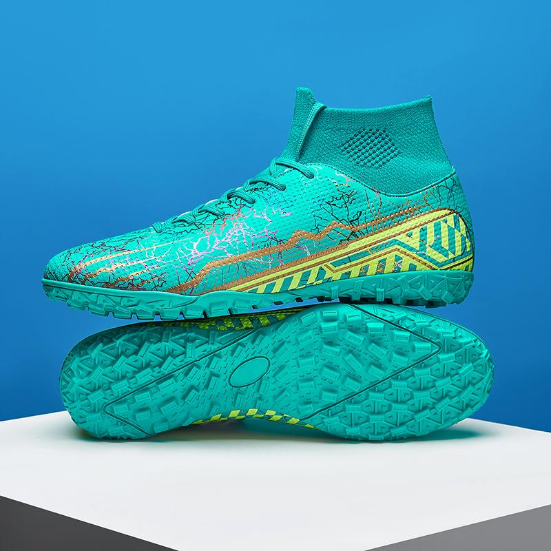 Youth Adult New Quality Shock Absorption Anti-skid and Wear-resistant High Top Short Spike Outdoor Football Shoes and Sports Shoes