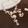 Elegant Two-Piece Metallic Acrylic Oval Stud Earrings and Necklace Set