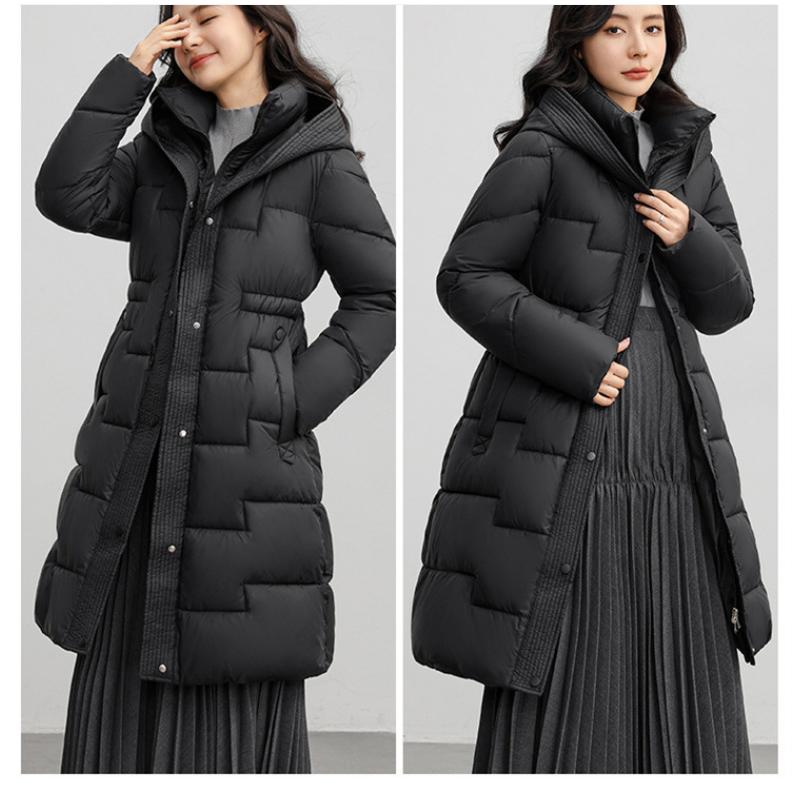 Down Padded Jacket Women's Winter Thickened Tooling Padded Jacket Art Long Style