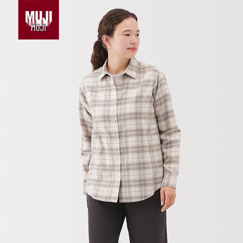 MUJI Women s Flannel Collared Long-Sleeve Shirt S