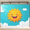 Sfondo Cartone Animato Sole Sorridente 2D Cielo Azzurro Luminoso Sfondo Fotografico