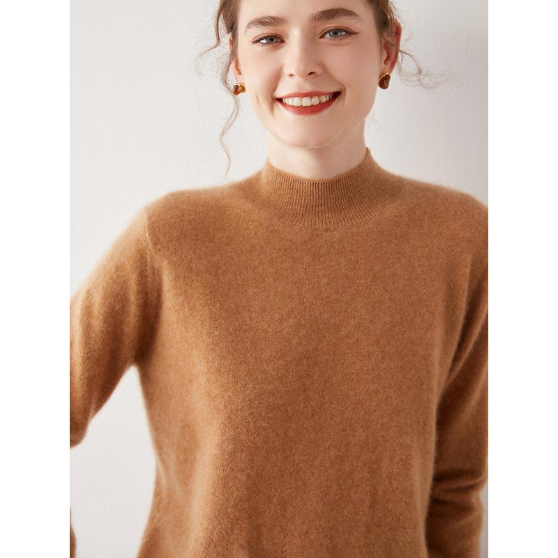 Cashmere Autumn/Winter Half-High Neck Women's Classic Loose Pullover Sweater