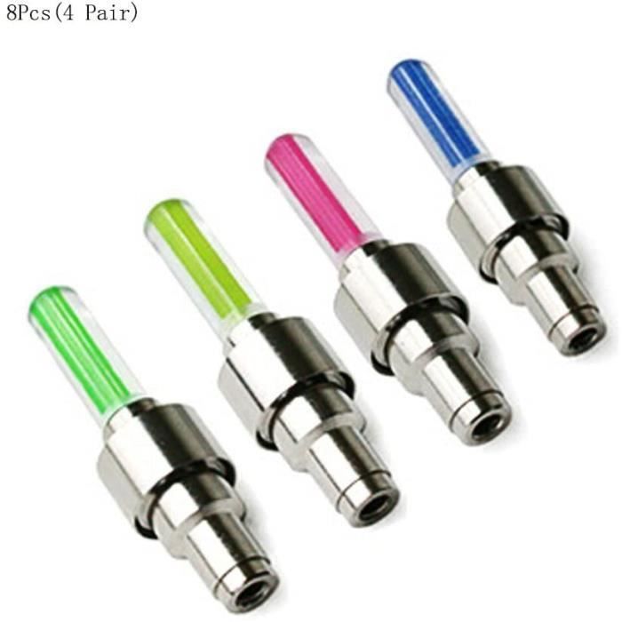 Lot de 8 bouchons de valve LED lumineux pour roue de vélo
