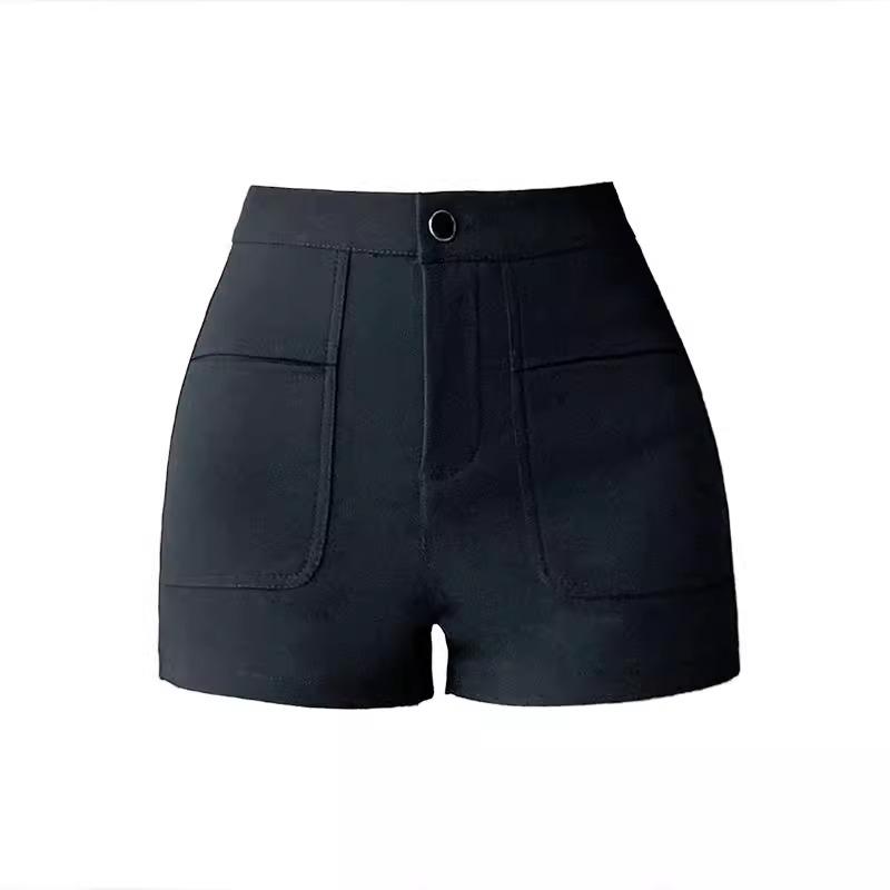 Women's High-Waist Black Suit Shorts, New for Autumn/Winter 2023 - Sexy Wide-Leg Boot Pants