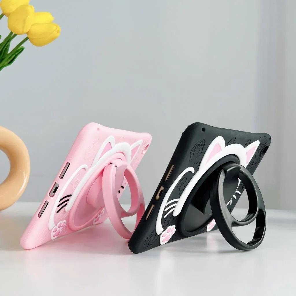 Case for ipad pro mini air and Samsung tablet Tab Kids Case For Xiaomi Mipad 5/6 pro RedMi Pad SE 11" pulgadas silicona cute cat case carrying stand