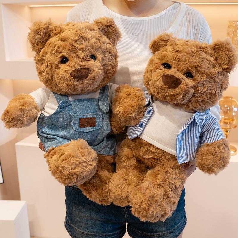 Cute Bear Plush Toys Soft Stuffed Cute Bear Wear Clothes Doll Boys Girls Appease Pillow Kids Baby Birthday Christmas Gift