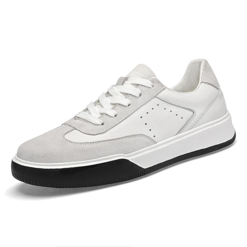Men s Versatile Lace-Up White Cowhide Low-Top Sneakers for Spring and Autumn 40 белый