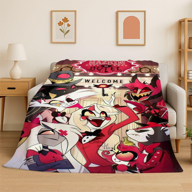3D Cartoon H-Hazbin Hotel Charlie Flannel Blanket Soft Warm Throw Blanket for Bedroom Living Room Bed Travel Camping Picnic