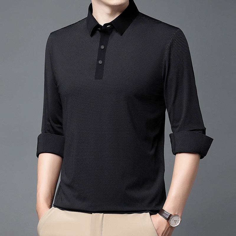 

Мужская новая футболка-поло с длинными рукавами и застежкой-молнией, мужская молодежная футболка в Корейском стиле, повседневная свободная одежда XXXL