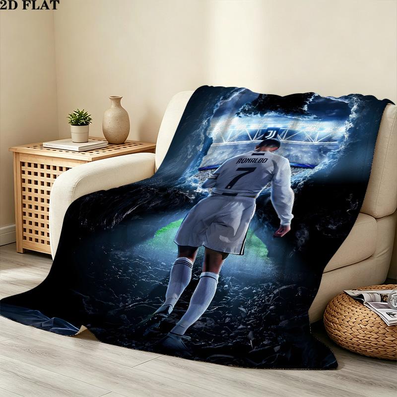 1PC Ronaldo Patterned Flannel Blanket Suitable For All Seasons For Home Decor Warmth And Comfort Gifts Holiday Present