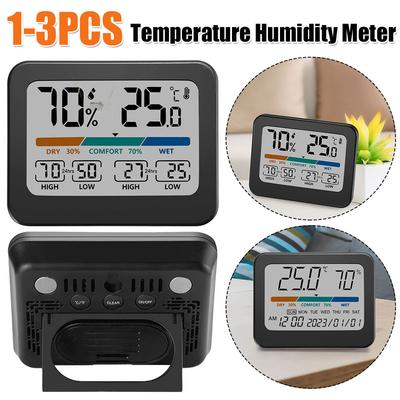 1-3pcs Digital Temperature Humidity Meter Large Screen Temperature Humidity Monitor Comfort Indicator Max Min Records Smart Home