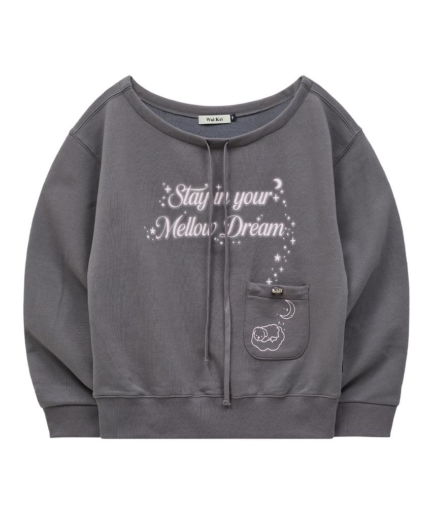 WAIKEI Mellow Dream Off-Shoulder Sweatshirt Charcoal