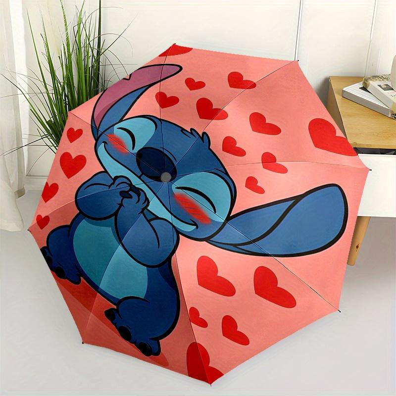 

Автоматический складной зонт Stitch, Сердечки - Простая конструкция с 8 спицами, Яркий мультяшный узор, Прочный железный каркас, Подходит для путешествий, улицы, Будь